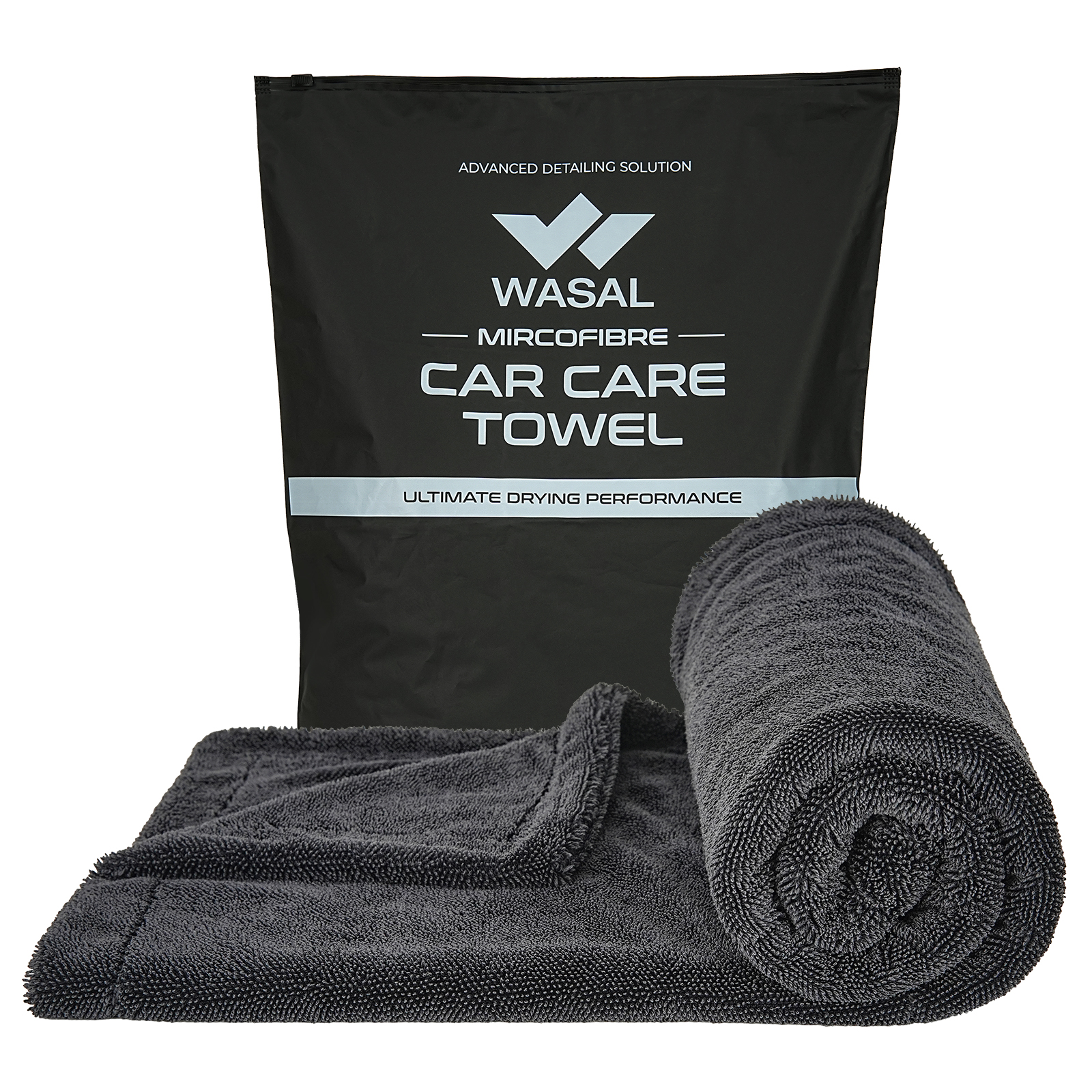 Wasal Car Drying Towel - 24" x 36" XL, Popular Pick Among Detailing Pro- 1300 GSM Microfiber Edgeless Twisted Loop Design - 70/3